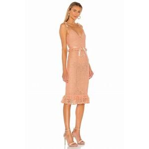 Majorelle Revolve Ellington Peach Lace Tie Strap Coquette Midi Dress Size M